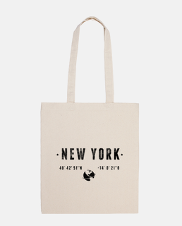 New York City, New York, borsa di tela naturale, borsa serigrafata