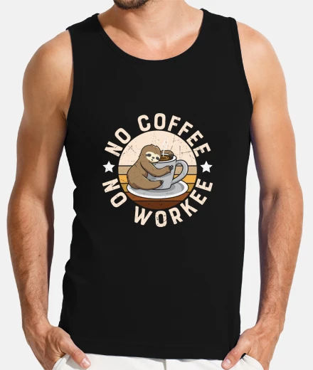 T-shirt niente caffè niente lavoro pigro con il