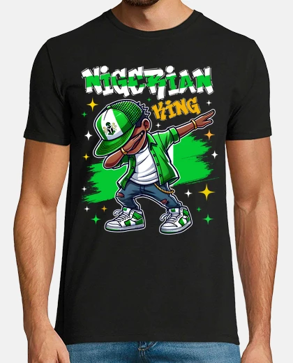 T-shirt Nigerian King dabbing Nigeria Flag Kids