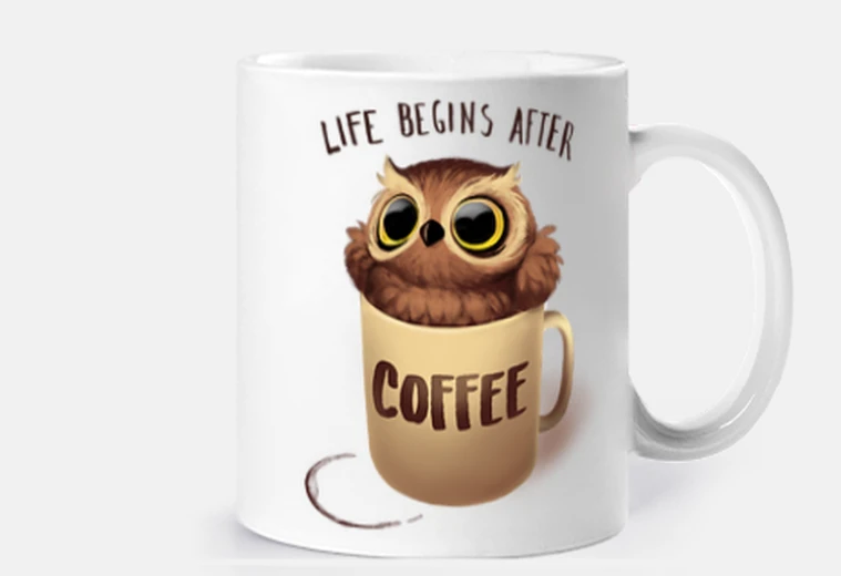 Cup night owl - coffee cute bird
