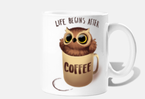 night owl - coffee cute bird
