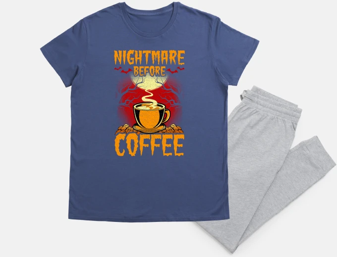 Pijama Nightmare Before Coffee Cafeína Halloween Amantes Del Café
