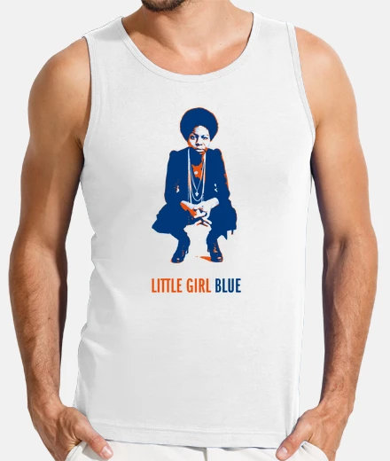 Camiseta Nina Simone -Little Girl Blue T-Shirt. Hombre, sin mangas, blanca