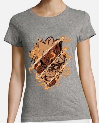 T-shirt ninja and the demon fox - with line art