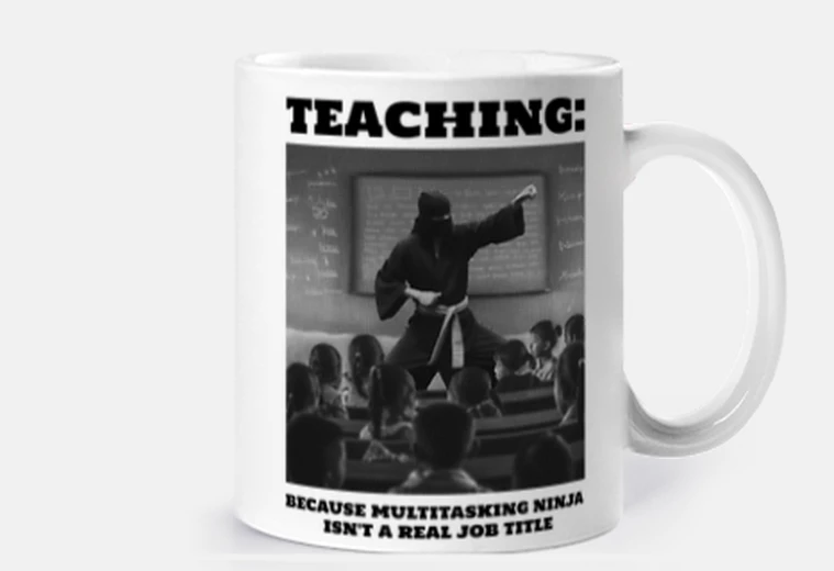 ninja professeur classe eleves maths tasse café thé croissants tisane 