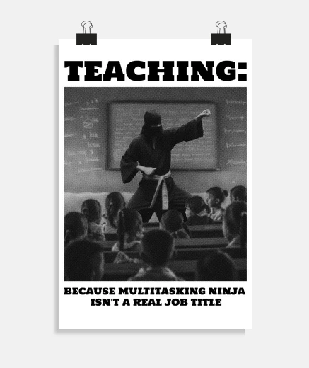 Poster ninja teacher class students math poster primary school teaching poster
