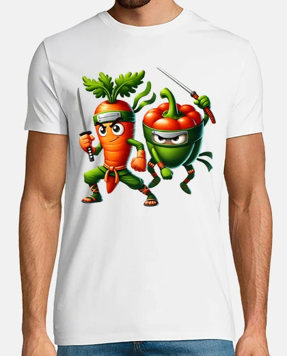 T-shirt ninja verdure carote peperoni guerrieri
