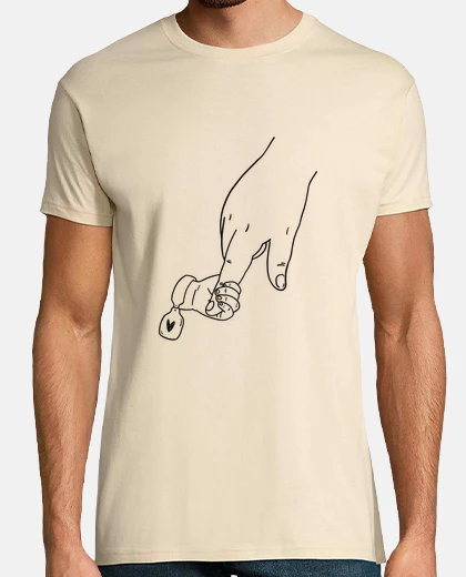 Camiseta niño de la mano, padre, madre, ternura romántica,
