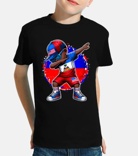 Ropa niño haitiano mitad estadounidense, bandera de haití y ee. uu.