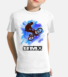 Niño, manga corta, blanco, bicicleta