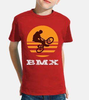 Niño, manga corta, rojo, bmx