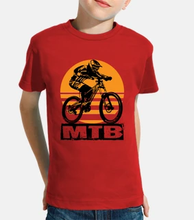 Niño, manga corta, rojo, mtb, bicicleta