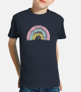 Niño, manga cortCamiseta Todo salió Bien. Arcoiris Quédate en casaa, azul marino