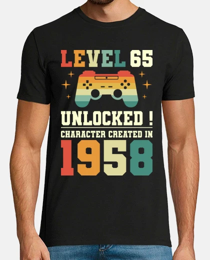Tee-shirt Niveau 65 Anniversaire Gamer 65 ans