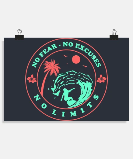 Poster no limits tees surf
