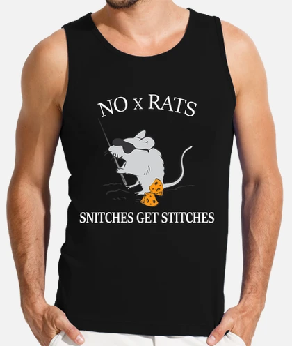 No Rats Snitches Get Stitches Funny Rat T-Shirt