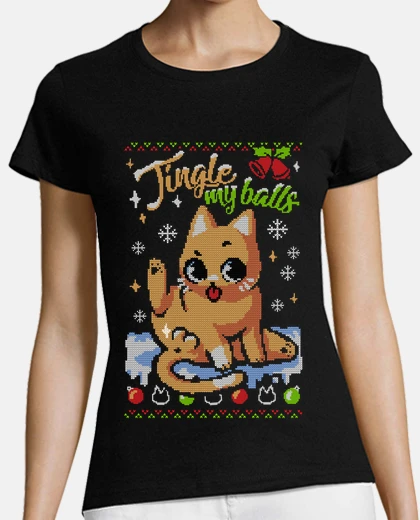 Tee-shirt noel chat ugly jersei - balles de jingle