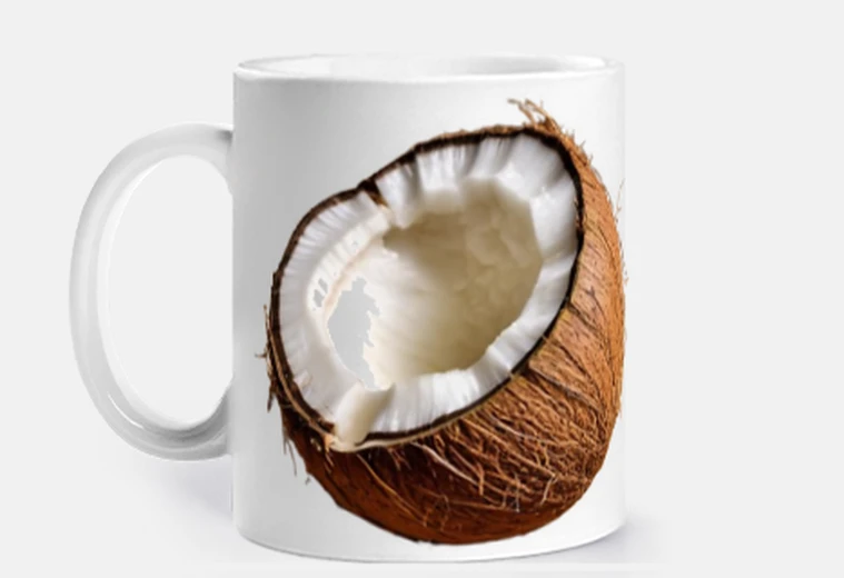 Mug noix de coco cocotier demi cassée 3D tasse à personnaliser café thé tisane naturel fourre-tout 