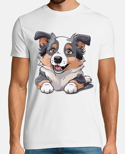 T-shirt nome carino ed espressivo del cucciolo di pastore australiano