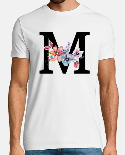 T-shirt nome nome lettera m fiore compleanno