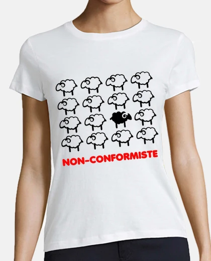 Tee-shirt non-conformiste mouton noir anar col en V
