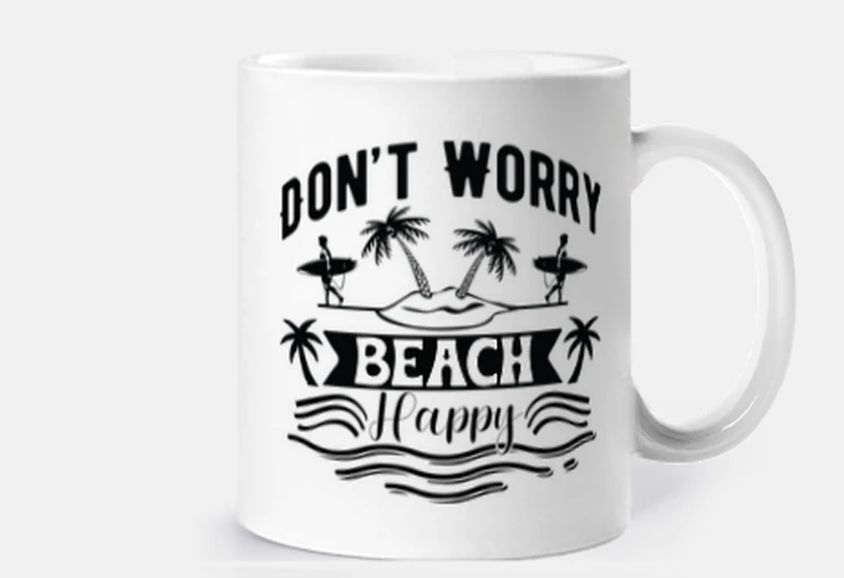 Tazza non preoccuparti beach happy beach surf tazza da caffè personalizzabile