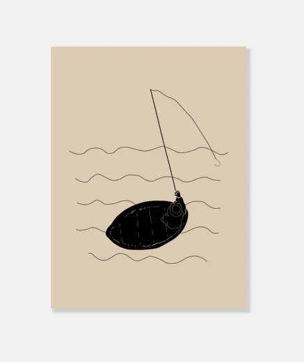 Lienzo Nota y pescador