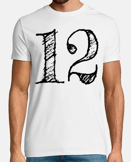 T-shirt numero 12 numero 12 gigante scritto a m