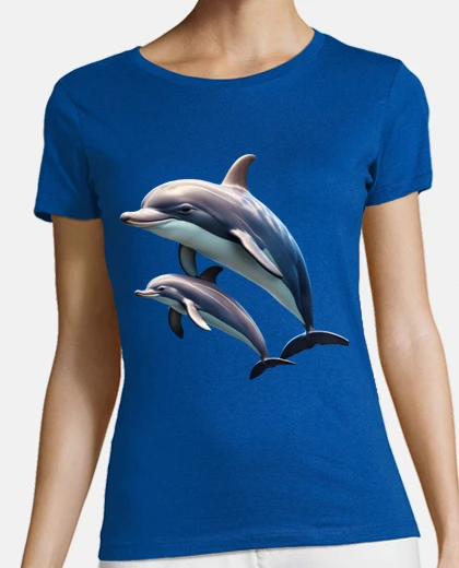 T-shirt nuotare con i delfini nell39oceano