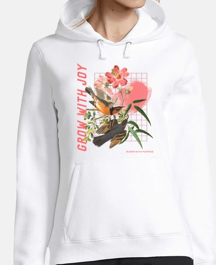Felpa nuovo cycle di vita di uccelli e flower