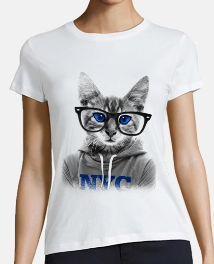 T-shirt occhiali da gatto hipster e felpa nyc stile urbano new york