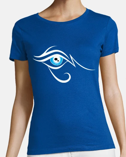 T-shirt occhio di horus bianco e blu
