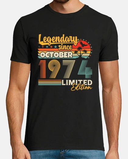 Tee-shirt Octobre 1974 Vintage D anniversaire