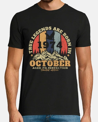 Tee-shirt Octobre 1974 Vintage Rétro Anniversaire