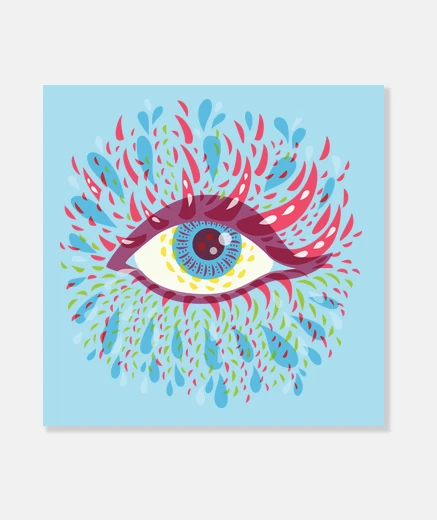 Tableau oeil psychédélique bleu bizarre