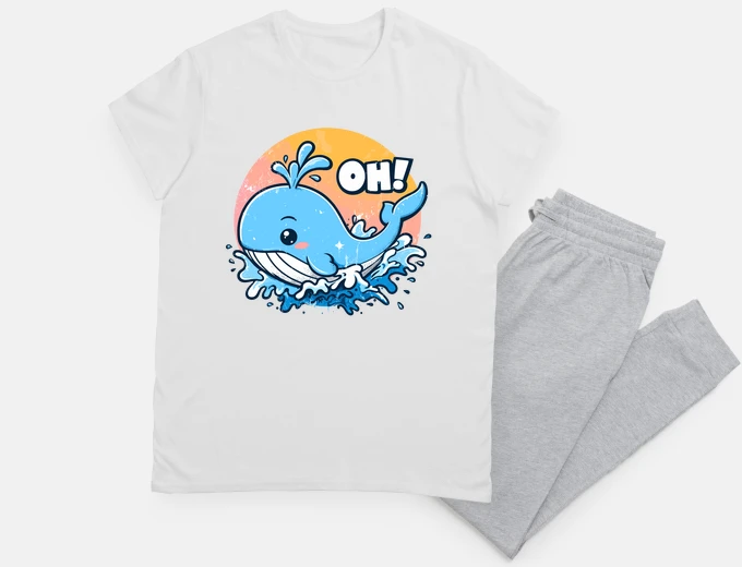 Pyjama Oh whale funny retro saying pun oh well