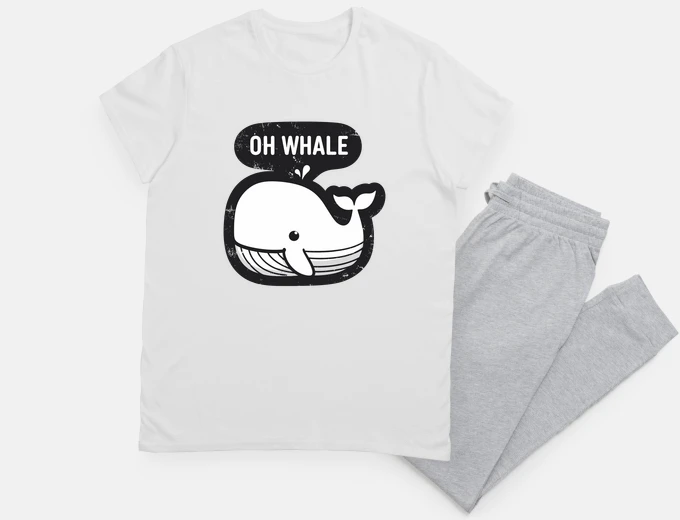 Pyjama Oh whale funny vintage saying pun oh we