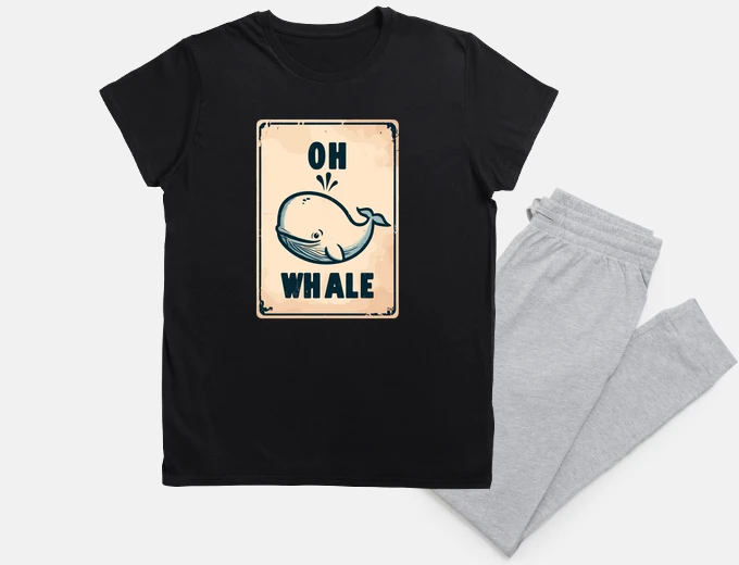 Pyjama Oh whale funny vintage saying pun oh we