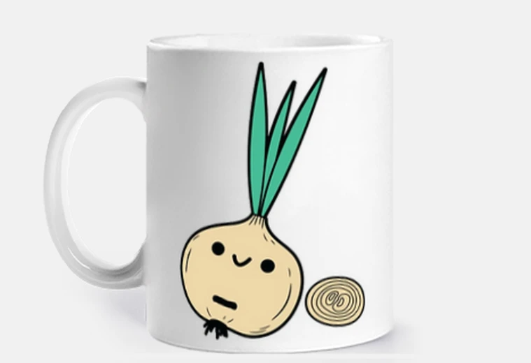 Mug oignon oignons culture de l fun funny tasse café thé croissants hachés à personnaliser 