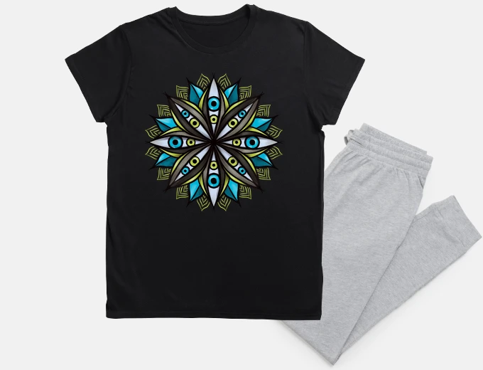 Pijama ojos extraños con mandala de iris doble