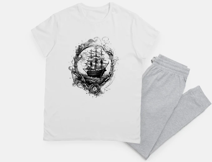 Pyjama old boats, rigging, astrolabe, nightie,