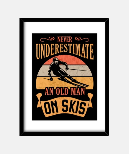 Quadro Old Man on Skis Funny Skier