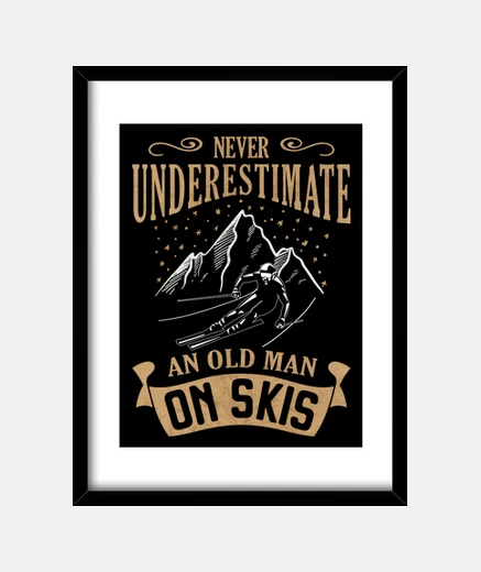 Quadro Old Man on Skis Funny Skier
