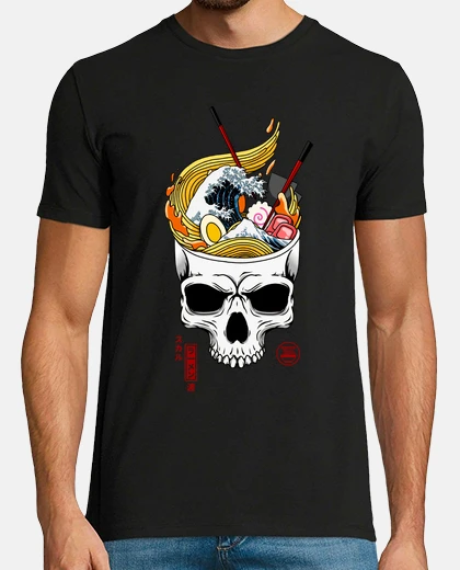 T-shirt onde ramen del teschio