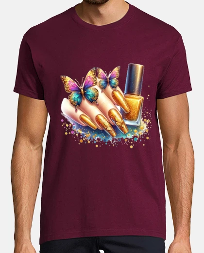 Tee-shirt ongles paillettes années 90 disco mode maquillage à personnaliser 