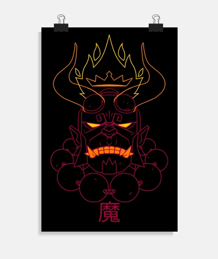 Poster oni hellboy lines- mignola fumetti japanese