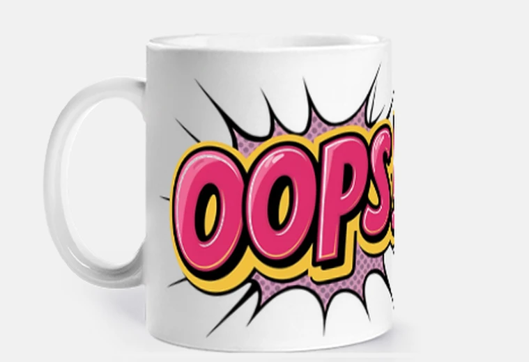 Mug oops je me suis gouré trompé tasse café thé à personnaliser  pop art galerie musée 
