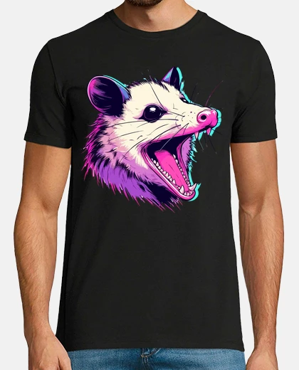 T-shirt opossum glitch divertente