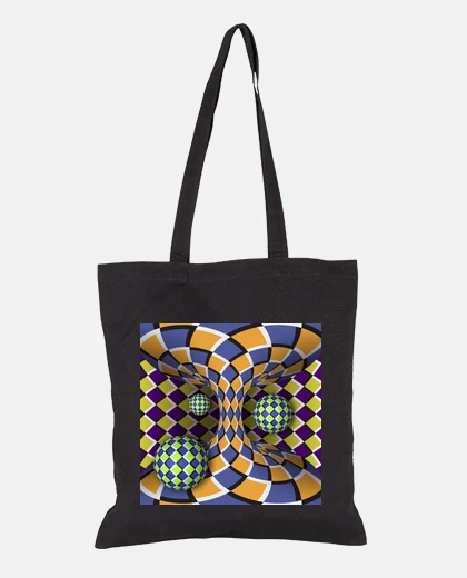 Bag optical illusion spinning balls handbag student girl woman tote bag