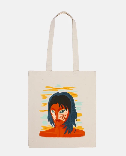 Bag orange alien girl trippy weird portrait
